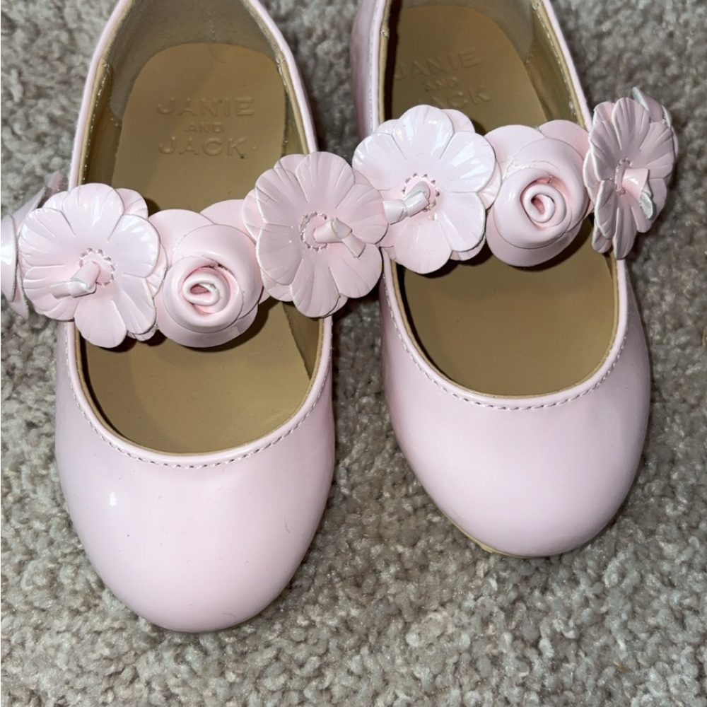 Janie and Jack Light Pink Floral Mary Jane Dress Shoes
